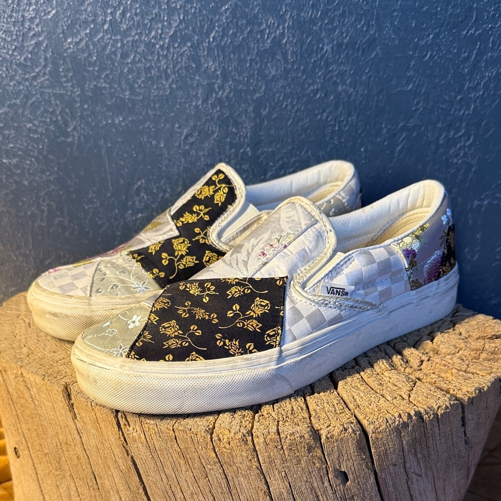 VANS Classic Slip-On Brocade Oriental Patchwork Black and Gold Shoes
